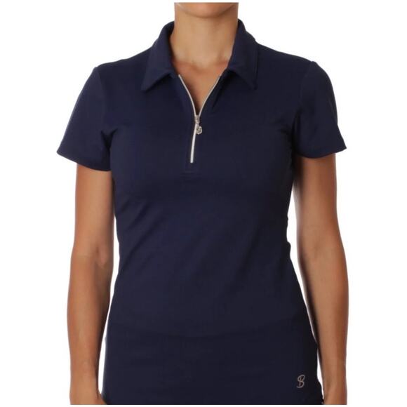 Sofibella 1/4 Zip Short Sleeve Golf Polo Shirt in Blue - Picture 1 of 10